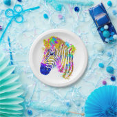 Regenbogen-Aquarell-Farbspritzer-Zebra-Grafik Pappteller (Party)