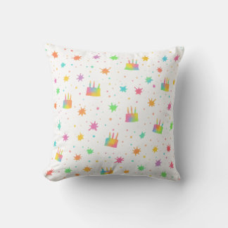 Regenbogen-Aquarell-Geburtstagstorte Bunte Farbe Kissen