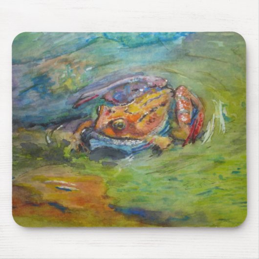 Regenbogen-Aquarell gemalter glücklicher Frosch Mousepad (Vorne)
