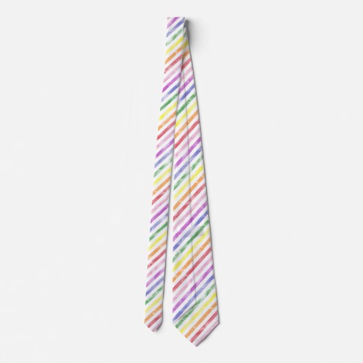 Regenbogen-Aquarell-gestreiftes Muster Krawatte (Rückseite)