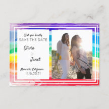 Regenbogen-Aquarell Hochzeit Save The Date FOTO