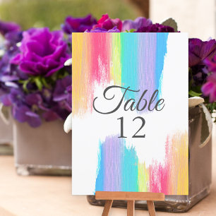 Regenbogen-Aquarell-LGBTQ-Hochzeit-Tischnummer-Kar