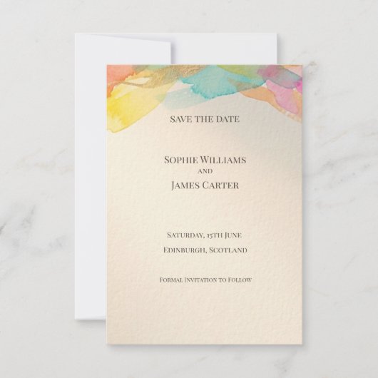 Regenbogen-Aquarell-Save-the-Date-Karte Save The Date (Vorderseite)