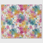 Regenbogen-Aquarell-Splash-Abstraktes Muster Geschenkpapier (Flach)
