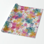 Regenbogen-Aquarell-Splash-Abstraktes Muster Geschenkpapier (Ungerollt)