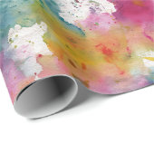 Regenbogen-Aquarell-Splash-Abstraktes Muster Geschenkpapier (Rolleneckpunkt)