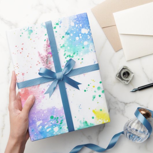 Regenbogen-Aquarell-Spritzer abstraktes Muster Geschenkpapier (Schenken)