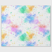 Regenbogen-Aquarell-Spritzer abstraktes Muster Geschenkpapier (Flach)
