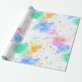 Regenbogen-Aquarell-Spritzer abstraktes Muster Geschenkpapier (Ungerollt)