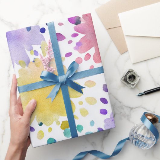 Regenbogen-Aquarell-Spritzer abstraktes Muster Geschenkpapier (Schenken)