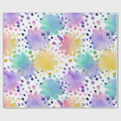 Regenbogen-Aquarell-Spritzer abstraktes Muster Geschenkpapier (Flach)