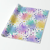 Regenbogen-Aquarell-Spritzer abstraktes Muster Geschenkpapier (Ungerollt)
