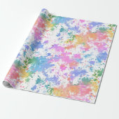 Regenbogen-Aquarell-Spritzer abstraktes Muster Geschenkpapier (Ungerollt)