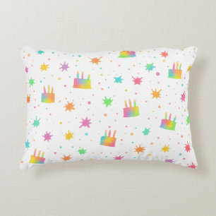 Regenbogen-Aquarell-Torte Farbige Farbspritzer Dekokissen