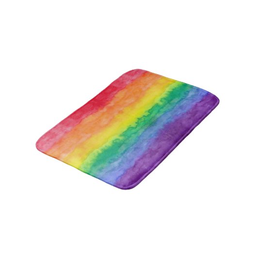 Regenbogen-Aquarell-Wäsche-Bad-Matte H Badematte (Schrägansicht)