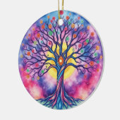 Regenbogen Aquarellbaum Keramik Ornament (Links)