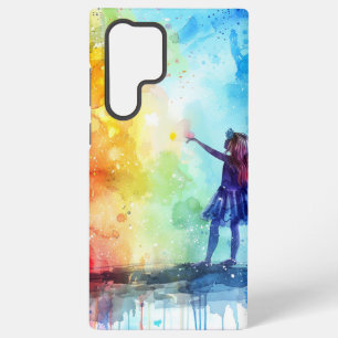 Regenbogen Aquarellfarbe mit Farbtupfer Samsung Galaxy Hülle