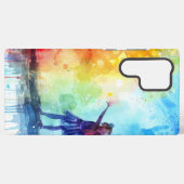 Regenbogen Aquarellfarbe mit Farbtupfer Samsung Galaxy Hülle (Rückseite (Horizontal))