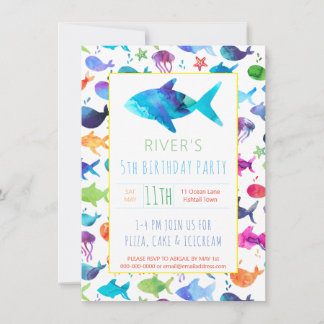 Regenbogen Aquarellfisch unter dem Meer Geburtstag