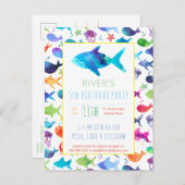 Regenbogen Aquarellfisch unter dem Meer Geburtstag Einladungspostkarte (Vorne/Hinten)