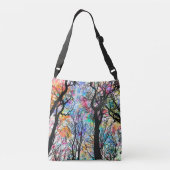 Regenbogen-Aquarellhimmel, schwarze Silhouette Tragetaschen Mit Langen Trägern (Rückseite)