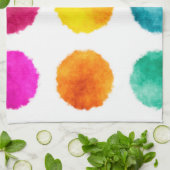Regenbogen-Aquarellpunkte Geschirrtuch (Gefaltet)