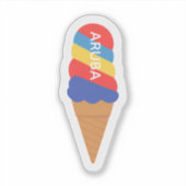 Regenbogen Aruba Eistüten-Aufkleber Aufkleber (Vorderseite)