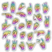 Regenbogen-ASL-Alphabet – Lehrreich & Expressiv Aufkleber (Vorderseite)