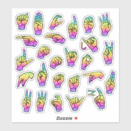Regenbogen-ASL-Alphabet – Lehrreich & Expressiv Aufkleber