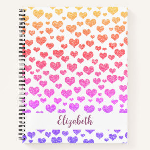 Regenbogen-Attrappen-Glitter-Herzen Helle Bunte In Notizblock