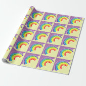 Regenbogen auf Lila und gelb Geschenkpapier (Ungerollt)