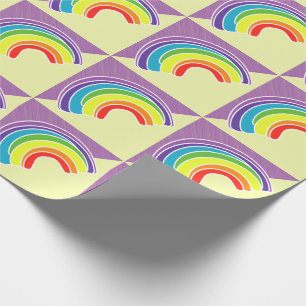 Regenbogen auf Lila und gelb Geschenkpapier