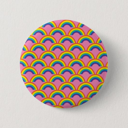 Regenbogen auf rosa Hintergrund Button (Vorderseite)