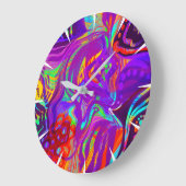 Regenbogen auf Schwarz Große Wanduhr (Winkel)
