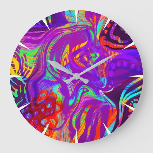 Regenbogen auf Schwarz Große Wanduhr (Vorderseite)
