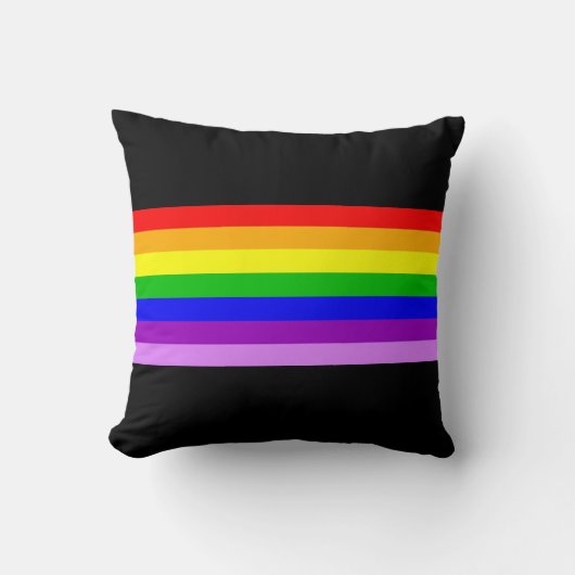 Regenbogen auf Schwarz Kissen (Vorderseite)