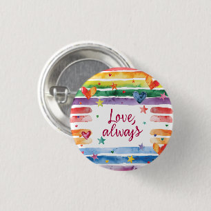 Regenbogen-Aufkleber 'Liebe immer', Wasserfarben-H Button