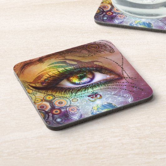 Regenbogen-Augen-Liebe u. Licht-Untersetzer Untersetzer (Linke Seite)