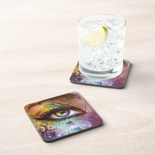 Regenbogen-Augen-Liebe u. Licht-Untersetzer Untersetzer (Rechte Seite)