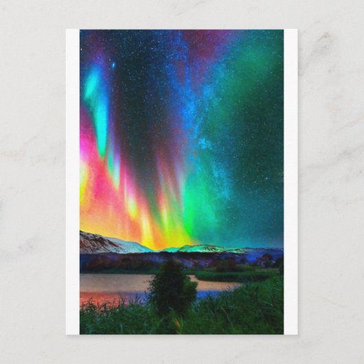 Regenbogen Aurora Borealis art2 Postkarte (Vorderseite)
