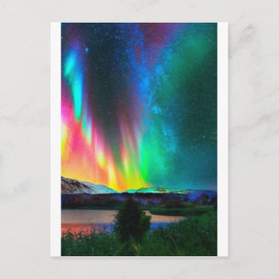Regenbogen Aurora Borealis Kunst2 Postkarte