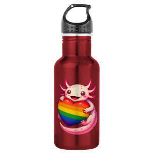 Regenbogen Axolotl Herz Pride Amphibie Edelstahlflasche