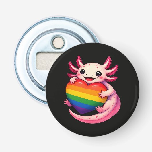 Regenbogen Axolotl Herz Pride Amphibie Flaschenöffner (Vorderseite)