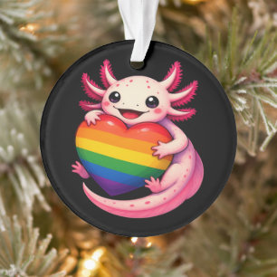Regenbogen Axolotl Herz Pride Amphibie Ornament