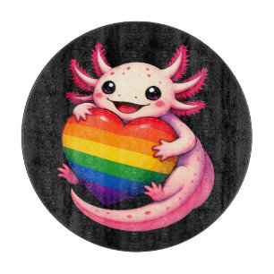 Regenbogen Axolotl Herz Pride Amphibie Schneidebrett
