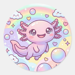 Regenbogen Axolotl Träume Runder Aufkleber