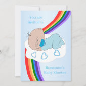 Regenbogen Baby Boy Baby Shower Einladung (Vorderseite)