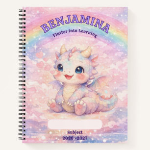Regenbogen-Baby-Drache Verzaubertes Schulmädchen P Notizblock