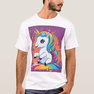 Regenbogen-Baby-Einhorn-Splash-Art. T-Shirt
