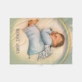 Regenbogen-Baby-Engel, der auf Wolke schläft Fleecedecke (Vorderseite (Horizontal))